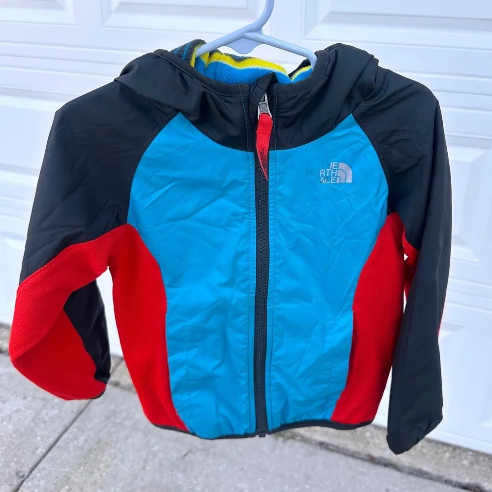 The North Face Kids Reversible Hooded Windbreaker Fleece Lined Jacket Size 3T